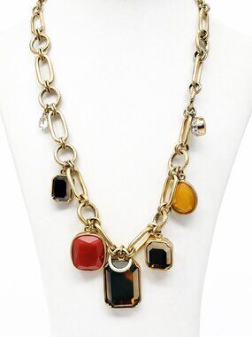 Lia Sophia Capulet Gold Tone Charm Statement Necklac